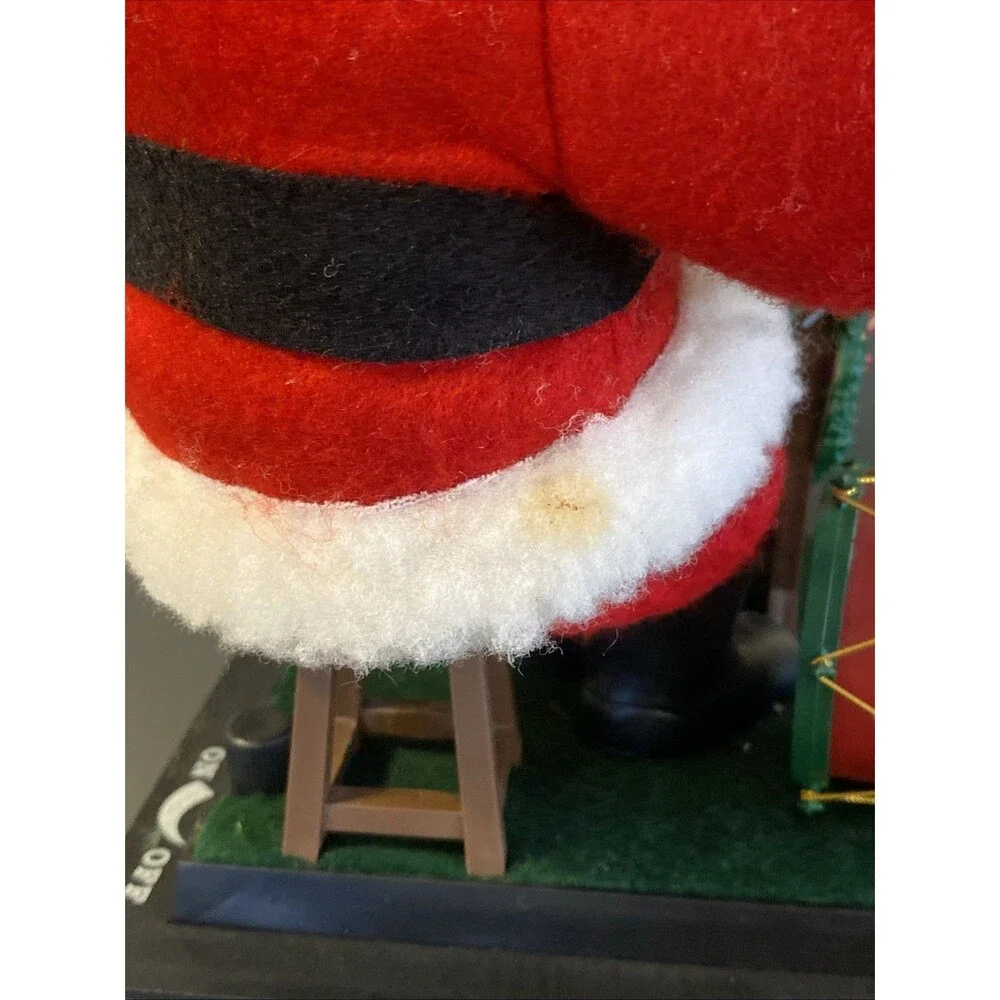 Vintage Musical Christmas Holiday Scene SANTA CHECKING HIS NAUGHTY NICE LIST